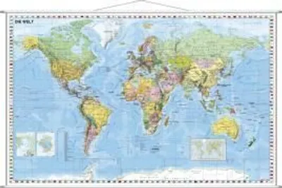 Produktbild von Weltkarte deutsch Kleinformat. Wandkarte mit Metallleiste