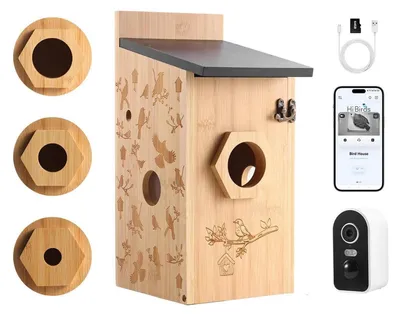 Produktbild von Vogelhaus mit 4MP Kamera, Nistkasten Wetterfest, 2,4GHz WiFi, Nachtsicht, Bewegungserkennung