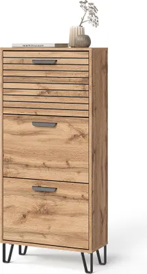 Obrázok produktu pre Sklápacia skrinka na topánky Vicco Amber Dub Wotan 62 x 130 cm s 3 priehradkami, Model 55556