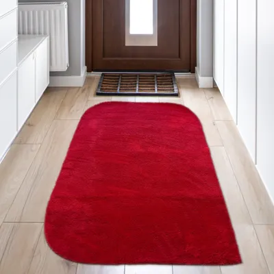 Obrázek produktu pro Moderní koberec do obývacího pokoje se zaoblenými rohy v červené barvě Velikost - 80 x 150 cm