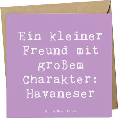 Produktbild von Mr. & Mrs. Panda Grußkarte Spruch Havaneser Freund - Lavendeltraum - Geschenk, charmant, doppelkarte, Hunde, Hunderassen Beschreibung, Klappkarte, faltkarte, Hunderasse