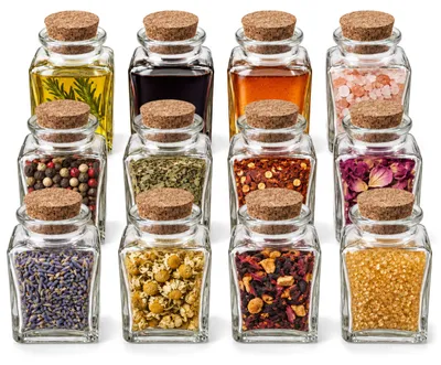 Produktbild von com-four® 12x Mini Glasflasche 90 ml mit Korken - kleine Vorratsflaschen