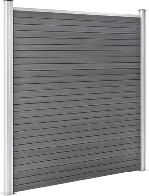 Zdjęcie produktu dla vidaXL Zestaw ogrodzeniowy WPC 2 kwadraty + 1 skarpa 446x186 cm Szary
