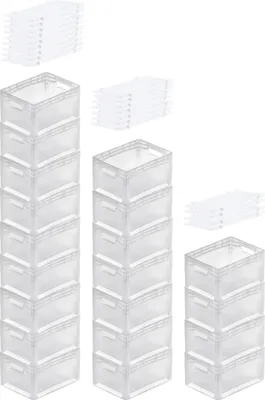 Produktbild von SuperSparSet 20x Transparenter Eurobehälter LightLine mit offenem Griff und Auflagedeckel | HxBxT 22x30x40cm | 24 Liter | Eurobox, Transportbox, Transportbehälter, Stapelbehälter