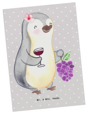 Produktbild von Mr. & Mrs. Panda Grußkarte Winzerin Herz - Grau Pastell - Geschenk, Postkarte, einzelkarte, Postkarten, Ansichtskarte, Ansichtskarten