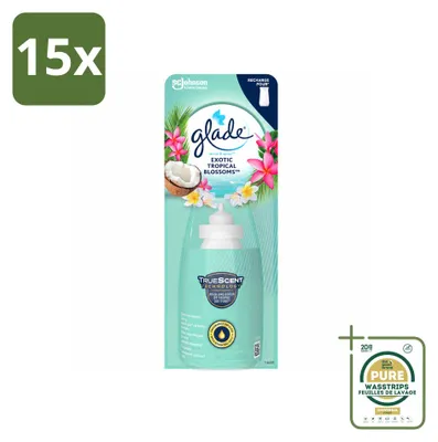 Obrázek produktu pro 15 kusů náplně do osvěžovače vzduchu Glade Sense & Spray – exotické tropické květy – 18 ml – balení