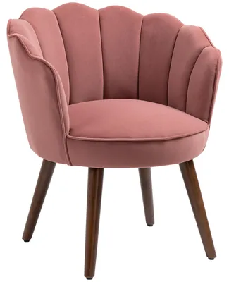 Produktbild von HOMCOM Esszimmerstuhl Küchenstuhl mit Rückenlehne Polyester Gummiholz Rosa