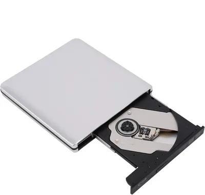 Productafbeelding van Externe Optische Drive - DVD CD Brander - Films Kijken - Aluminium Behuizing - 14.7 cm - Zilver
