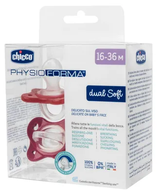 Produktbild von Chicco Silikonschnuller 16-36 Monate, 2 Stück, zweifarbig, Baby Mädchen