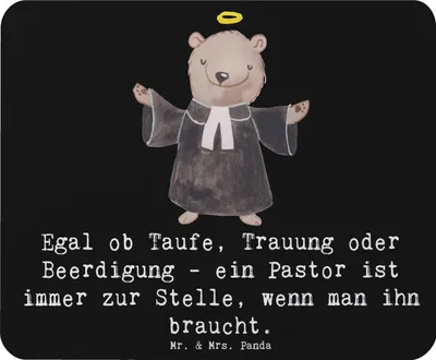 Produktbild von Mr. & Mrs. Panda Mouse Pad Pastor Begleiter - Schwarz - Geschenk, Berufsleben, Taufe, laptop mousepad, Berufsprodukte, Spirituelle Führung, Beistand, pc mauspad, Beruf