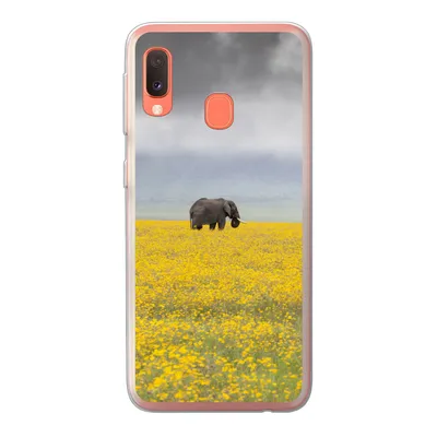 Produktbild von MuchoWow® Handyhülle Schutzhülle Hülle für Samsung Galaxy A20e Elefant - Blumen - Natur - Gelb - Tiere Silikon Softcase Handy Hülle - Abdeckung