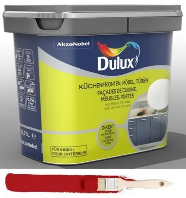 Produktbild von Dulux Fresh up Küchenfronten, Möbel, Türen satin, Fertig gemischt, Tür, Möbel, Fenster, Satiniert-glänzende Oberfläche, Madras Rot, Badezimmer, Schlafzimmer, Kinderzimmer, Esszimmer, Flur, Homeoffice, Küche, Wohnzimmer, 12 m²/L