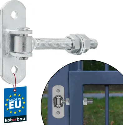 Zdjęcie produktu dla KOTARBAU® Zawias bramowy Ocynkowany Gwint M16 mm Regulowany Z plytka przykrecana Zawias bramowy Regulowany Z zaciskiem sprezynowym Zawiasy wiszace Zawiasy bramowe