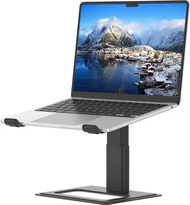 Zdjęcie produktu dla Regulowane podstawki pod laptopa do biura, ergonomiczne, 10–17,3 cala, czarne