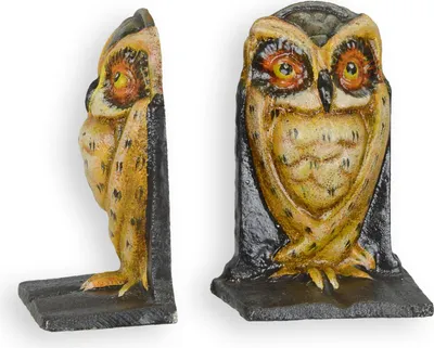 Produktbild von Ein Paar Buchstützen aus Gusseisen in Eulenform Replikat Retro Design Dekoration