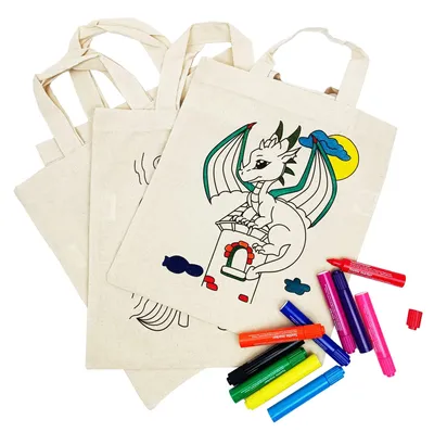 Imagen del producto de Omgoods - Bolsas de algodón para colorear con 5 diseños