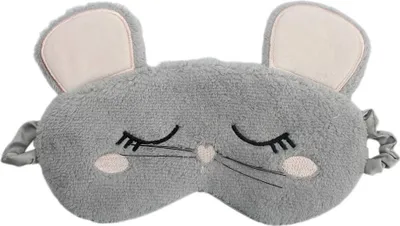 Produktbild von Süße Maus Korallenvlies Schlaf Augenmaske, Damen Nacht Augenbinde, Augen Müdigkeit Augenmaske, Geeignet für Reisen/Schnarchen/Schlaf, 20 × 11CM,Grau