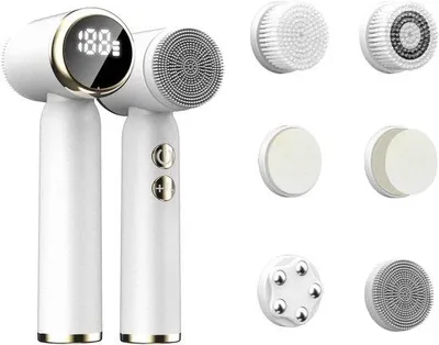 Imagen del producto de Cepillo eléctrico de limpieza facial con 5 cabezales: limpieza profunda y masaje