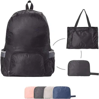 Image de Sac de voyage léger, compact, pliable, imperméable et unie, idéal pour les activités de plein air, la randonnée, le camping, les balades à vélo et les courses - noir