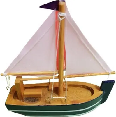 Produktbild von Segelboot aus Holz mit Stoffsegel