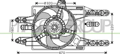 Produktbild von PRASCO FT132F006 Lüfter Motorkühlung Kühlerlüfter für FIAT PUNTO (176) Wasserkühler