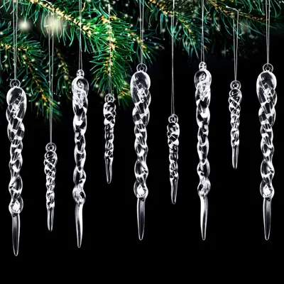 Imagen del producto de Decoraciones navideñas de acrílico, color transparente - Juego de 32 unidades