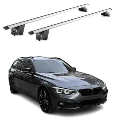 Image de Barres de toit Barres de base pour BMW Série 3 Touring F31 G21 2012-2025 100 kg Aluminium argent ABE, Image générée par une IA