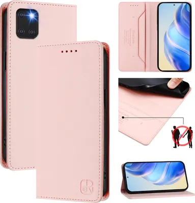 Obrázek produktu pro Kožené pouzdro pro Samsung Galaxy Note 10 Lite, flipové pouzdro s přihrádkami na karty, peněženkou a stojánkem Růžový