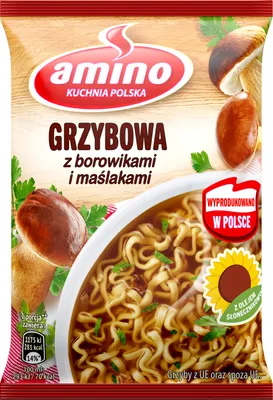 Zdjęcie produktu dla Amino Zupa błyskawiczna grzybowa z borowikami i maślakami 57 g x 6 sztuk