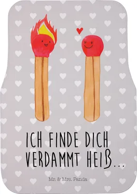 Produktbild von Mr. & Mrs. Panda Fußmatte Fürs Auto Streichhölzer - Grau Pastell - Geschenk, Liebesgeschenk, Fußraummatte, Fahrzeugteppich, Autoteppich, Automatte, Liebesbeweis, Freundin