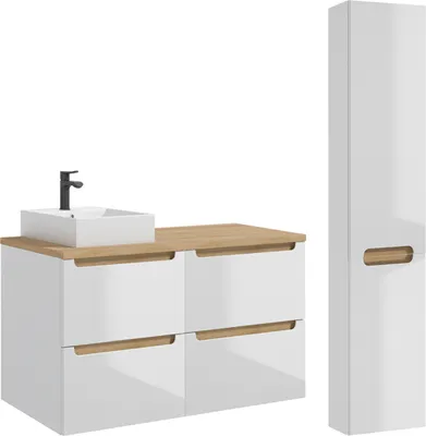 Produktbild von Waschtisch und Hängesäule 120cm Livia mit 4 Schubladen, Weiß
