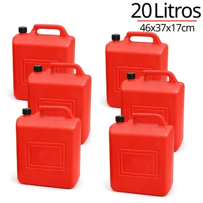 Image de Bidons de carburant - Ensemble de 6 flacons de 20 litres - Fabriqués en ABS - Idéaux pour le garage - Bouchon hermétique - Résistants aux chocs et anti-fuite - Adaptés pour l'essence et le diesel