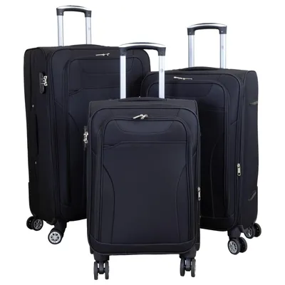 Produktbild von Kofferset Cremona Weichgepäck 3teilige Trolleyset mit 4 Rollen Reisekofferset 3er Set L+M+S schwarz