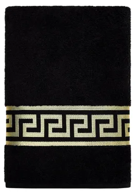 Produktbild von Mäander Handtücher Duschtücher Gästetücher Frottee Baumwolle (2er Set - 70 x 140 cm, schwarz)