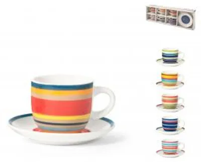Immagine prodotto di Set 6 Tazze Caffè 100 Righe In Stoneware Assortiti Cc95