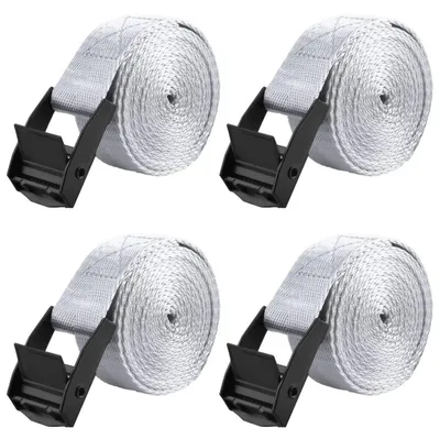 Image de Sangles de tension, capacité de 200 kg, largeur de 25 mm, longueur de 1,5 mètre, couleur grise, lot de 4