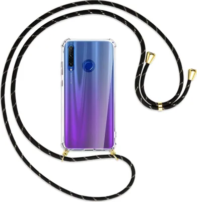 Produktbild von Handykette Backcover-Schutzhülle mit Band (Metall goldfarben) für Honor 20 Lite / 20e - schwarz/gold