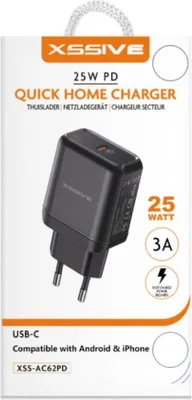 Produktbild von COFI 25W PD Fast Charge Typ-C Schnell-Ladegerät Netzladegerät 3A Stecker kompatibel mit Android & iPhone schwarz