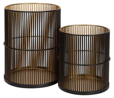 Productafbeelding van Atmooz set van 2 Jidi kaarshouders – Zwart/Goud – Ø 13/15 cm – Elegant design