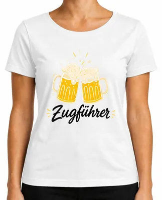 Obrázek produktu pro Tričko s potiskem "Zugführer Prost Bier Lokführer Bahn Eisenbahner", bílé barvy, velikost S