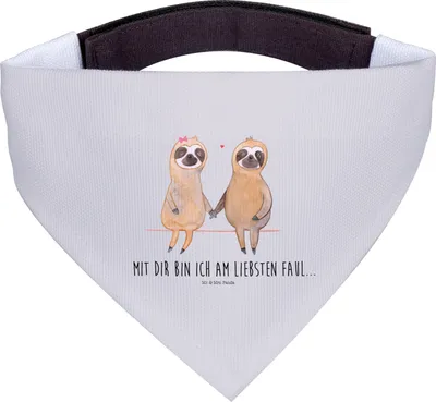 Produktbild von Mr. & Mrs. Panda Hundehalstuch Faultier Pärchen - Grau Pastell - Geschenk, Liebe, Gemeinsam, Tuch, Halstuch Für Hunde, Hund