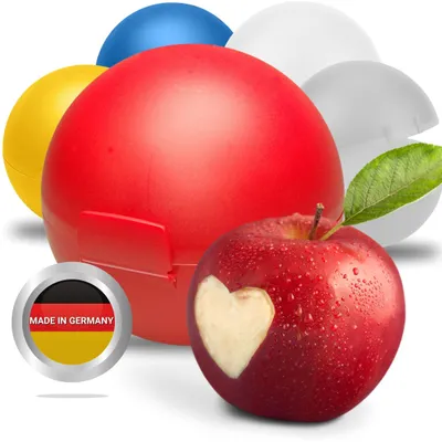 Produktbild von Apfel-Dose mit Klickverschluss – Runde Apfelbox für Schule & Arbeit – Germany & BPA-frei – Perfekte Frischhaltebox oder Vesperbox - standard-rot