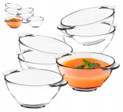 Immagine prodotto di 12 ciotole da minestra in vetro con manici, Altom Design, 470 ml