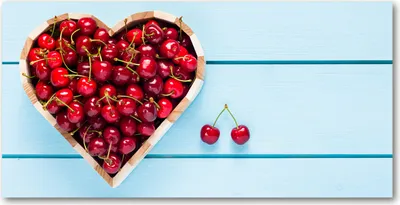 Produktbild von Tulup® Glas-Bild - 100x50 -Wandkunst - Wandbild hinter gehärtetem Sicherheitsglas  - Essen & Getränke - Kirsche Herz - Rot