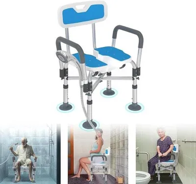 Produktbild von Duschstuhl – Badezimmerhilfe – Sicheres Duschen – Verstellbare Höhe – Belastbarkeit bis 200 kg – Weiß