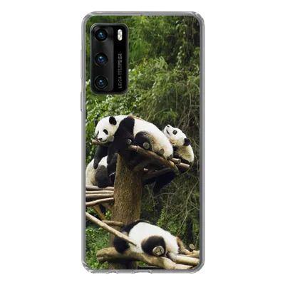 Produktbild von MuchoWow® Handyhülle Schutzhülle Hülle für Huawei P40 Pandas - Holz - Treppe Silikon Softcase Handy Hülle - Handytasche