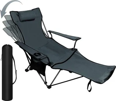Image de Chaise longue réglable 2-en-1, pour l'extérieur, le camping, la plage, les pique-niques, légère et portable