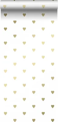 Produktbild von Origin Wallcoverings Tapete Herzchen Weiß und Gold 53 cm x 10.05 m