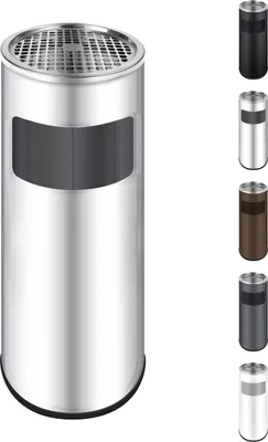 Produktbild von WELLGRO 2 in 1 Standaschenbecher Edelstahl für draußen – Wetterfester Standascher mit Mülleimer & Abfalleimer, großer Aschenbecher für Außenbereich, Terrasse, Eingang & Gewerbe