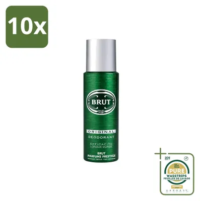 Image de 10 sprays déodorants Brut Original - 200 ml - Pack économique - 10 pièces